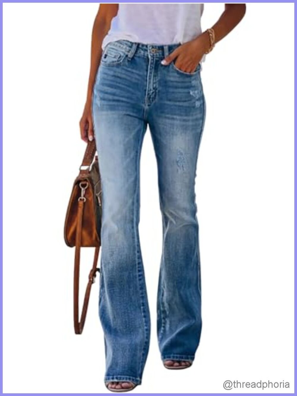 High Rise Flare Bell Bottom Bootcut Jeans Stretchy Wide Leg Denim